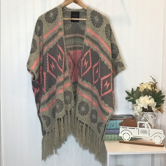 Ellie & Kate Sweater Cardigan Oversized OS Gray - Picture 16 of 16